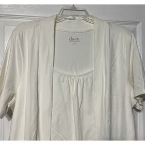 D & Co. Womens White 2 In 1 Short Sleeve Blouse‎ Cardigan Size Large